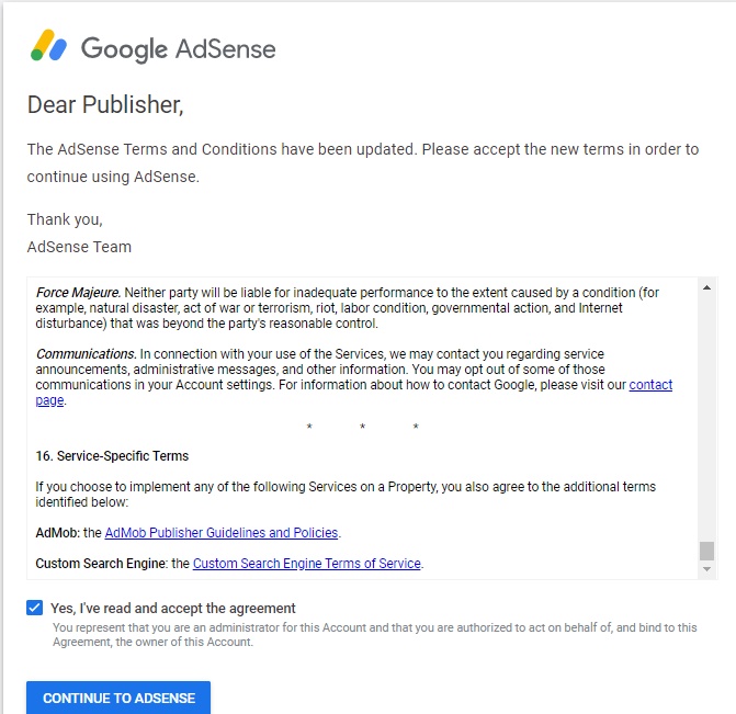 AdSense Terms and Conditions